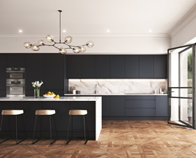 Handleless Indigo Blue Matt Contemporary Kitchens