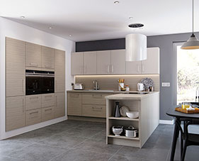 Oak Dark Slab and Cashmere Slab Contemporary Kitchens