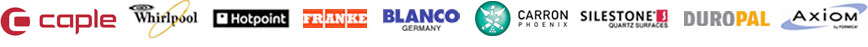 Kitchen appliances, sinks and worktops company logos